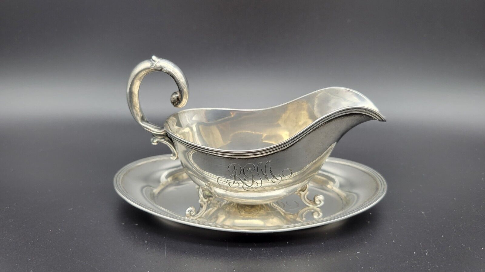 Antique Small Woodside Sterling Co. Sterling Silver Gravy Boat With Tray, 82 G