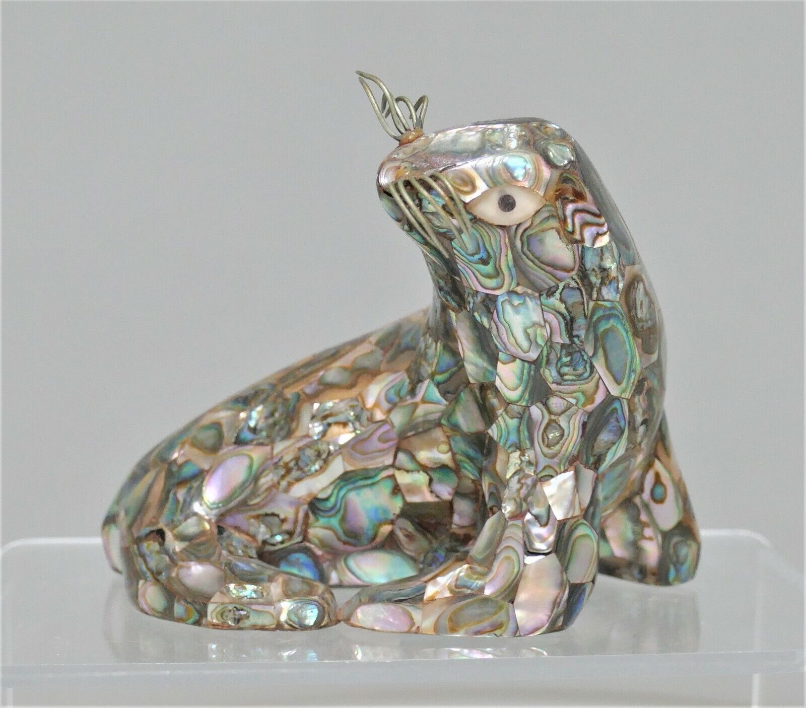 Wow Los Castillo Silver & Abalone Seal - Sea Lion Figurine 1960s One-of-a-kind!!